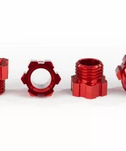 Traxxas 8886R Stub Axle Nut Red Anodized Aluminum(4)