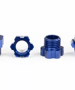 Traxxas 8886X Stub Axle Nut Blue Anodized Aluminum(4)
