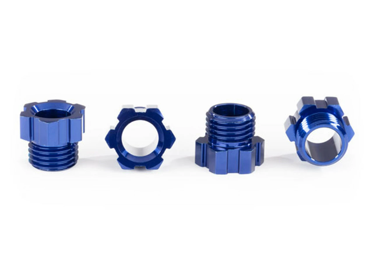 Traxxas 8886X Stub Axle Nut Blue Anodized Aluminum(4)