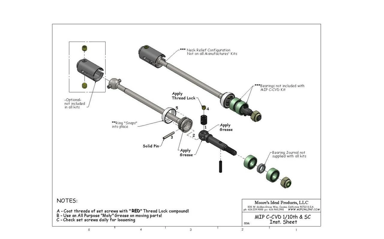 MIP 08106 C-CVD Axle Kit (Traxxas Slash, Nitro Rustler, Nitro Stampede) (2) - Image 2